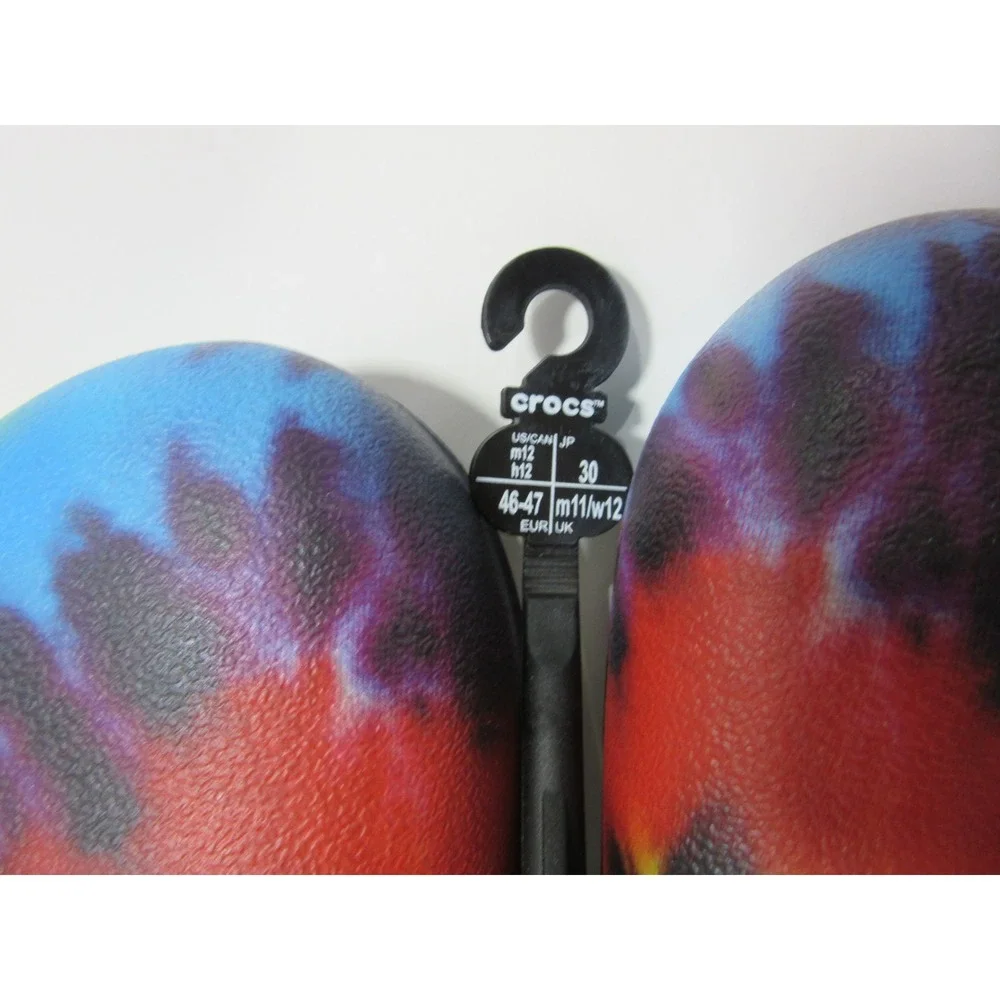 Crocs On-the-Clock Work Clog Mens 12 Rainbow Tie Dye New Slip Resistant